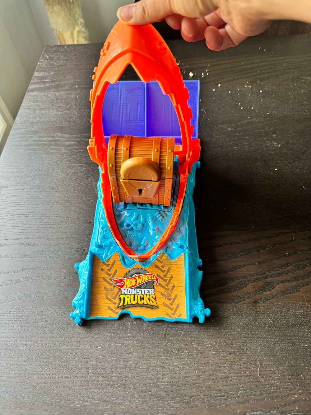 Hot Wheels Monster Trucks Orange & Blue Play Ramp with Treasure Chest - Picture 3 of 4